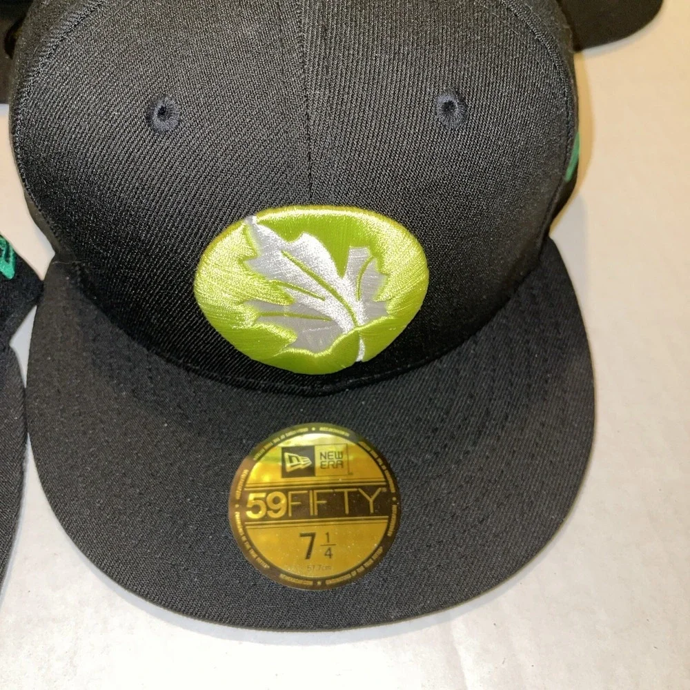 5 New Era Fitted Hat 59Fifty Size 7 1/2 & 71/4  custom promo Black Leaf Hats